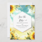 Schöne Sonnenblumenhochzeit Save The Date (Vorderseite)