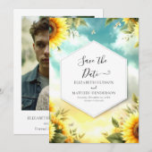 Schöne Sonnenblumenhochzeit Save The Date (Vorne/Hinten)