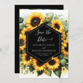 Schöne Sonnenblumenhochzeit Save The Date (Vorne/Hinten)