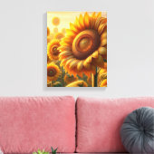 Schöne Sonnenblumenmauer Kunst - überdachte Leinwa Leinwanddruck (Insitu (Wohnzimmer))