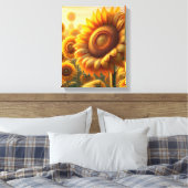 Schöne Sonnenblumenmauer Kunst - überdachte Leinwa Leinwanddruck (Insitu (Schlafzimmer))