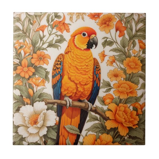 Schöne Sonnenkonure, inspiriert von William Morris Fliese (Vorderseite)