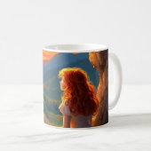 Schöne Sonnenuntergang Aussicht Girl Landschaft Kaffeetasse (VorderseiteRechts)