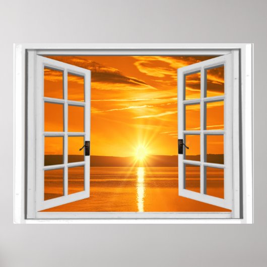 Schöne Sonnenuntergang-Imitate Fensteransicht Poster (Vorne)
