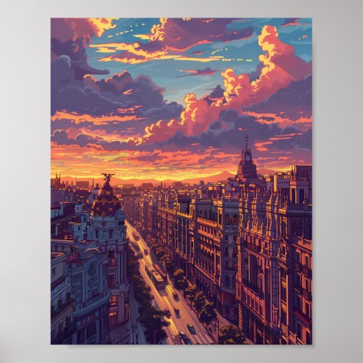 Schöne Sonnenuntergang in Madrid Spanien Poster (Vorne)