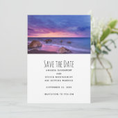 Schöne Sonnenuntergang Küstenfotografie Hochzeit Save The Date (Stehend Vorderseite)