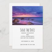 Schöne Sonnenuntergang Küstenfotografie Hochzeit Save The Date (Vorne/Hinten)