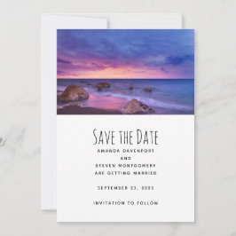 Schöne Sonnenuntergang Küstenfotografie Hochzeit Save The Date