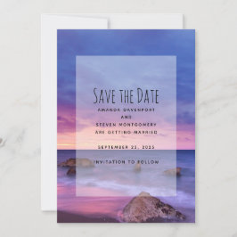 Schöne Sonnenuntergang Küstenfotografie Hochzeit Save The Date