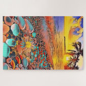 Schöne Sonnenuntergang Landschaft in Digital Art M Puzzle (Horizontal)