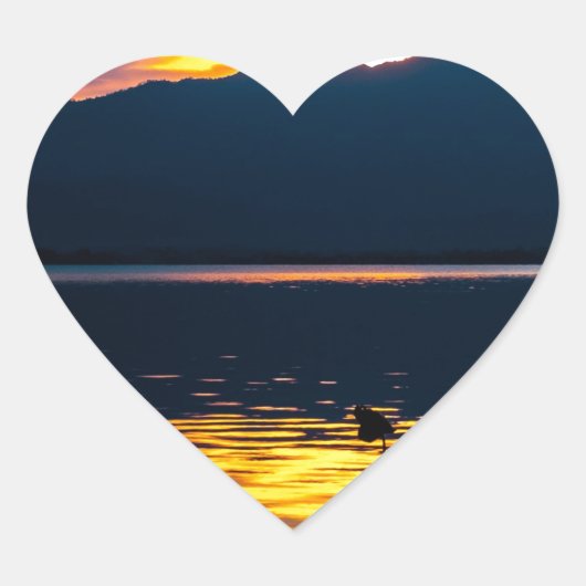 Schöne Sonnenuntergang Landschaftliche Landschaft Herz-Aufkleber (Vorderseite)