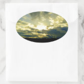 Schöne Sonnenuntergang Landschaftliche Landschaft Ovaler Aufkleber (Tasche)