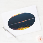 Schöne Sonnenuntergang Landschaftliche Landschaft Ovaler Aufkleber (Umschlag)