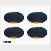 Schöne Sonnenuntergang Landschaftliche Landschaft Ovaler Aufkleber (Blatt)