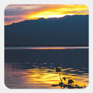Schöne Sonnenuntergang Landschaftliche Landschaft Quadratischer Aufkleber