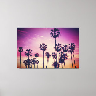 Schöne Sonnenuntergang Palm Tree Beach Vibe Leinwanddruck