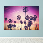 Schöne Sonnenuntergang Palm Tree Beach Vibe Leinwanddruck (Insitu (Holzboden))
