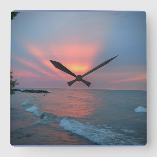 Schöne Sonnenuntergang Quadratische Wanduhr (Vorderseite)