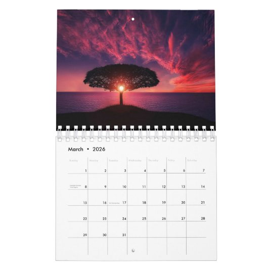 Schöne Sonnenuntergänge Kalender (Mär 2026)