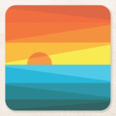 Schöne Sonnenuntergänge und Meereswellen Rechteckiger Pappuntersetzer (Vorderseite)