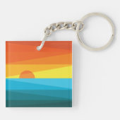 Schöne Sonnenuntergänge und Meereswellen Schlüsselanhänger (Rückseite)
