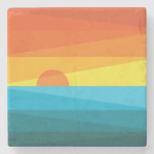 Schöne Sonnenuntergänge und Meereswellen Steinuntersetzer (Vorderseite)