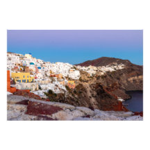 Schöne Sonnenuntergangsfarben in Santorin, Grieche