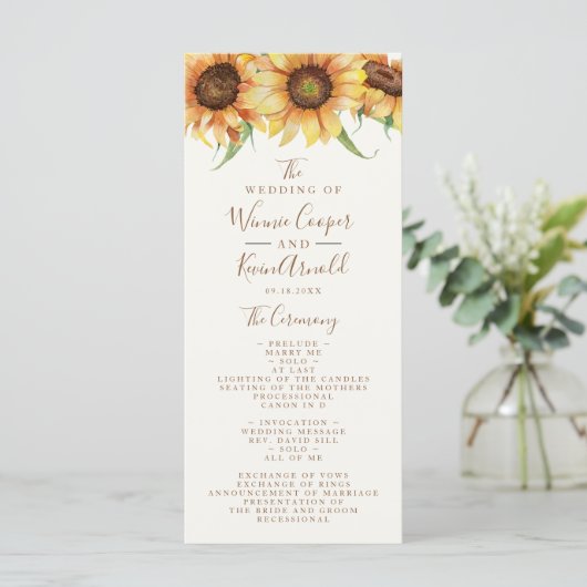 Schöne, sonnige Hochzeit Programm (Stehend Vorderseite)