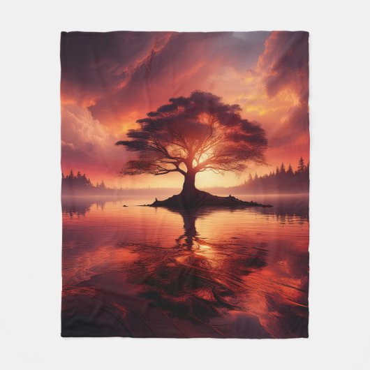 Schöne sonnige Landschaft mit Reflektionen Fleecedecke (Vorderseite)