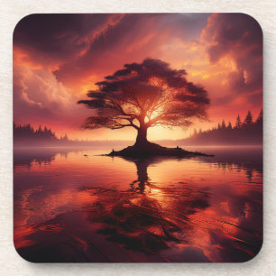 Schöne sonnige Landschaft mit Reflektionen Getränkeuntersetzer