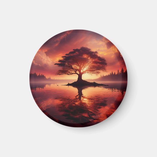 Schöne sonnige Landschaft mit Reflektionen Magnet (Vorne)