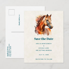 Schöne Sorrel Pferde Hochzeit Ankündigungspostkarte