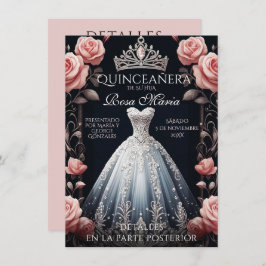 Schöne Spanische Rose Quinceñera Einladung