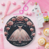 Schöne Spanische Rose Quinceñera Pappteller (Party)