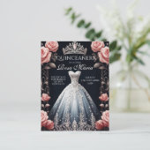 Schöne Spanische Rose Quinceñera Postkarte (Stehend Vorderseite)