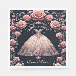Schöne Spanische Rose Quinceñera Serviette