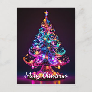 Schöne Sparkling Neon Christmas Tree Holiday Feiertagspostkarte