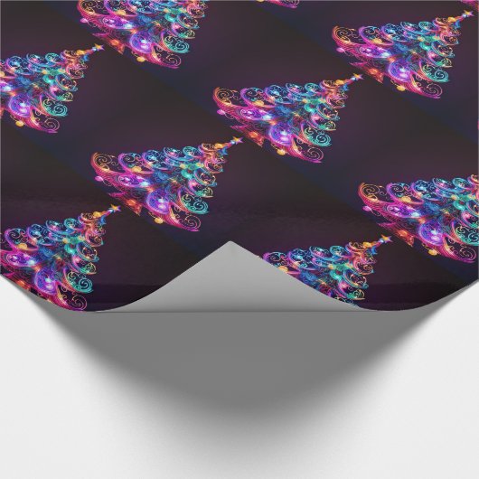 Schöne Sparkling Neon Christmas Tree Holiday Geschenkpapier (Ecke)