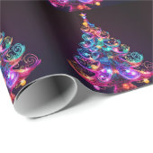 Schöne Sparkling Neon Christmas Tree Holiday Geschenkpapier (Rolleneckpunkt)