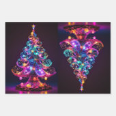Schöne Sparkling Neon Christmas Tree Holiday Geschenkpapier Set (Vorderseite)