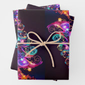 Schöne Sparkling Neon Christmas Tree Holiday Geschenkpapier Set (Beispiel)