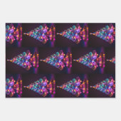Schöne Sparkling Neon Christmas Tree Holiday Geschenkpapier Set (Vorderseite 3)