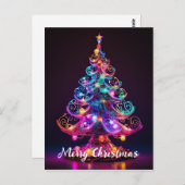 Schöne Sparkling Neon Christmas Tree Holiday Postkarte (Vorne/Hinten)