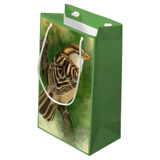 Schöne Sparrow-Geschenktasche Kleine Geschenktüte (Rückseite Schrägansicht)