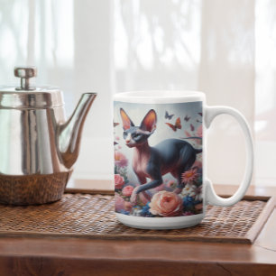 Schöne Sphynx Cat & Blume Kaffeetasse