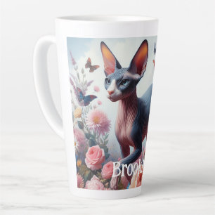 Schöne Sphynx Cat & Blume Milchtasse