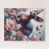 Schöne Sphynx Cat & Blume Puzzle (Horizontal)