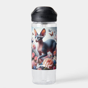 Schöne Sphynx Cat & Blume Trinkflasche