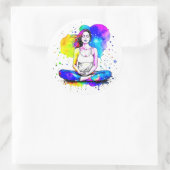 Schöne spirituelle Kunst Lady Meditation Runder Aufkleber (Tasche)