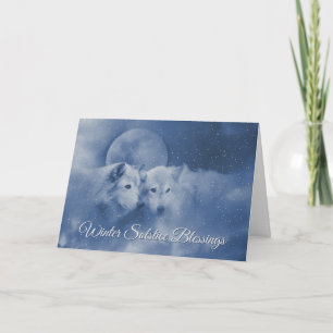 Schöne spirituelle Wölfe Wintersonnenwende Karte